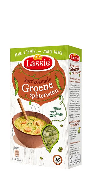 Kortkokende groene spliterwten