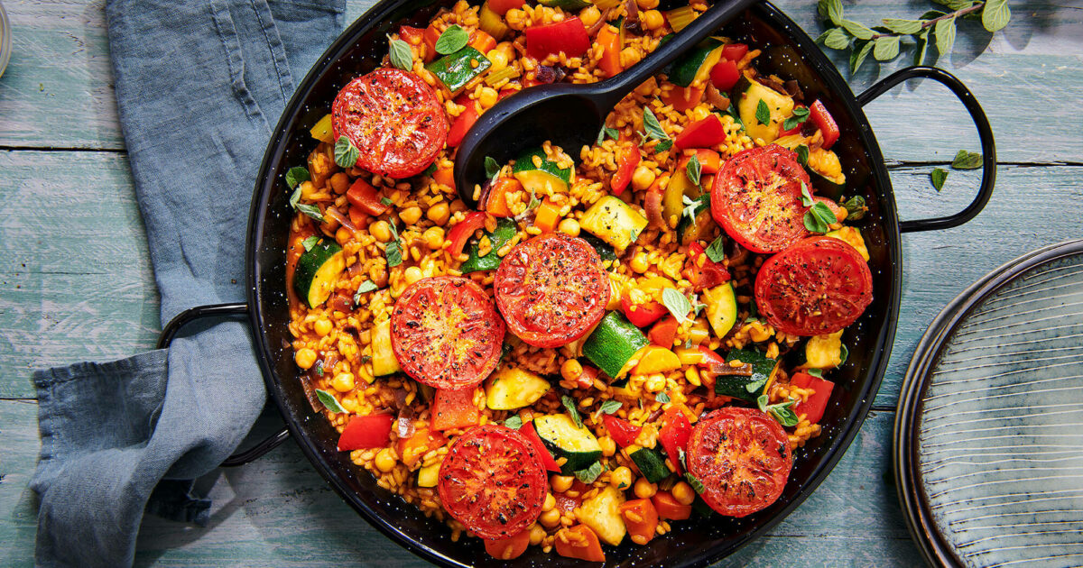 Groentepaella met gebakken tomaten | Recept - Lassie rijst