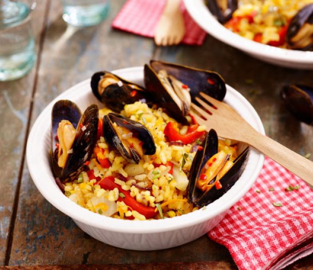 Paellasalade met venkel en mosselen