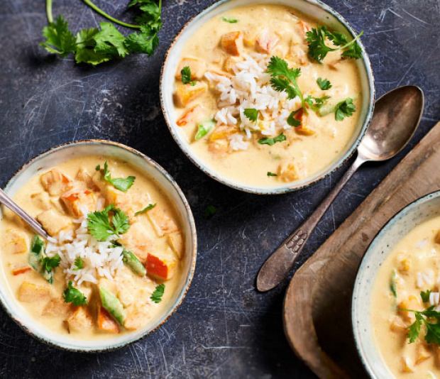 Thaise pompoensoep met pandanrijst