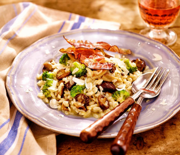 Paddenstoelenrisotto met broccoli & parmaham Lassie rijst