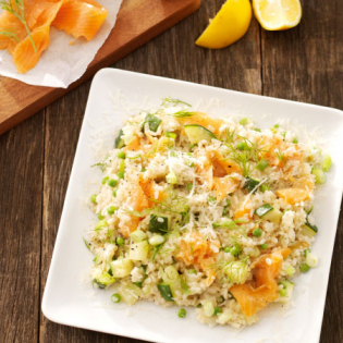 Risotto met zalm en courgette