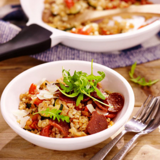 Tomatenrisotto met salami