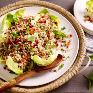 Libanese rijst-linzensalade