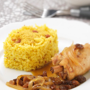 Indische kip met kokosrijst