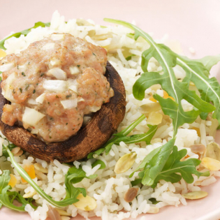 Gevulde portobello met notenrijst