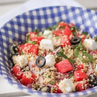Quinoasalade met watermeloen en feta