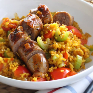 Jambalaya met worst en paprika