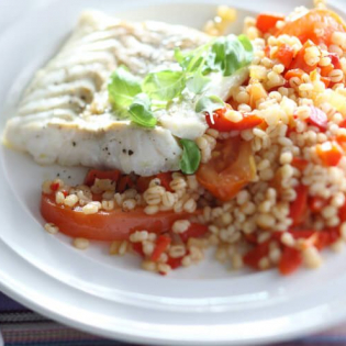 Kabeljauw met paprika-tomatengort