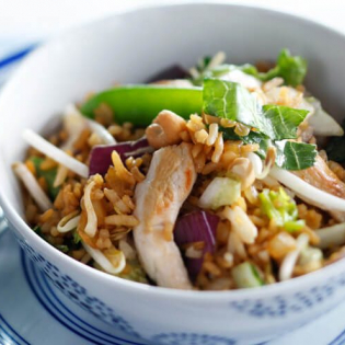 Nasi met kip in ketjapsaus