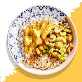 Madras curry met champignons en sojabonen