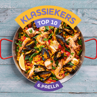 Paella met vis en garnalen