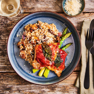 Saltimbocca met champignonrisotto