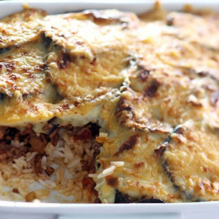 Moussaka met basmatirijst