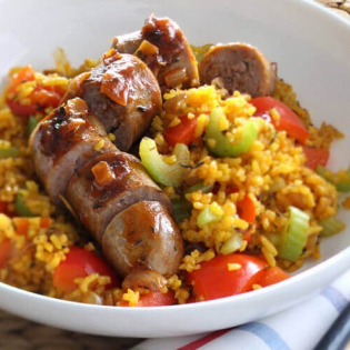 Jambalaya met worst en paprika