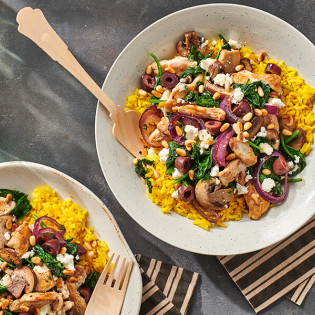Kip met champignons spinazie en olijven