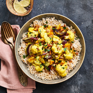 Bloemkoolcurry met abrikozen en amandelen