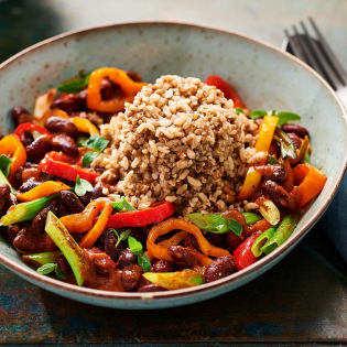 Paprikabonensalsa met zilvervliesrijst, quinoa en granen