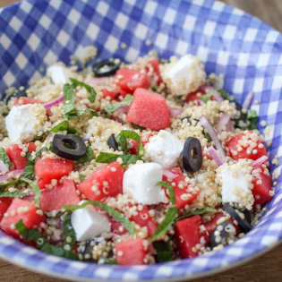 Quinoasalade met watermeloen en feta