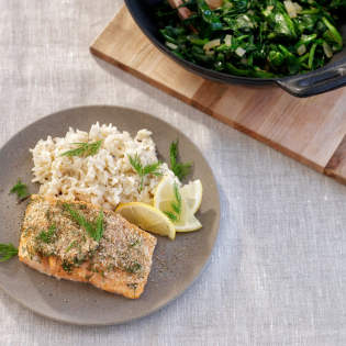 Zalm met romige spinazie