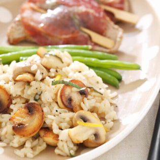 Saltimbocca met champignonrisotto