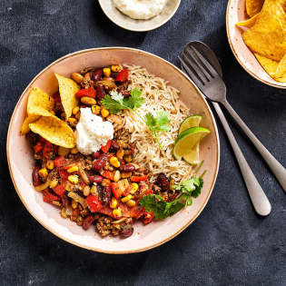 Chili con carne met limoen-korianderrijst