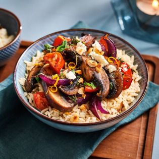 Portobello met tomaat en feta